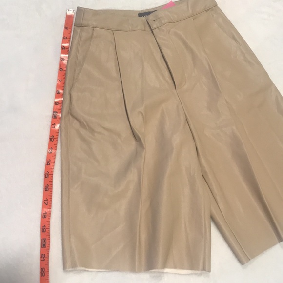 Dressed In LALA “Excuse Me Vegan Leather Shorts in Vanilla” High Rise Bermuda S - Picture 15 of 16